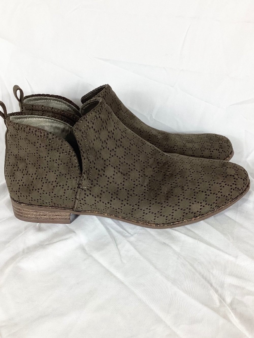 Dr Scholls Rate Womens Ankle Boots Shoes Microfiber Suede Size 9.5 M Olive